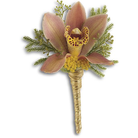 Sunset Orchid Boutonniere
