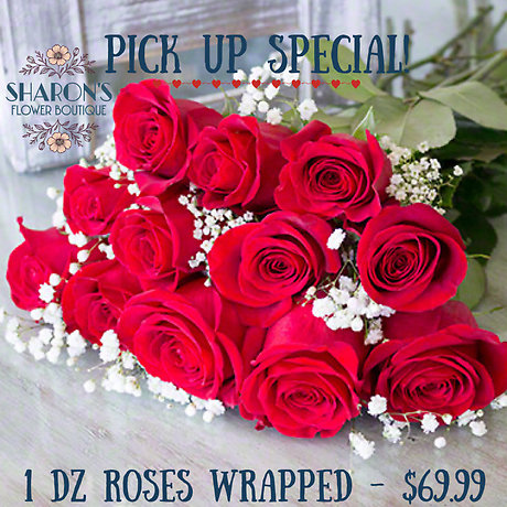 1 DZ Red Roses Wrapped- Pick Up Only